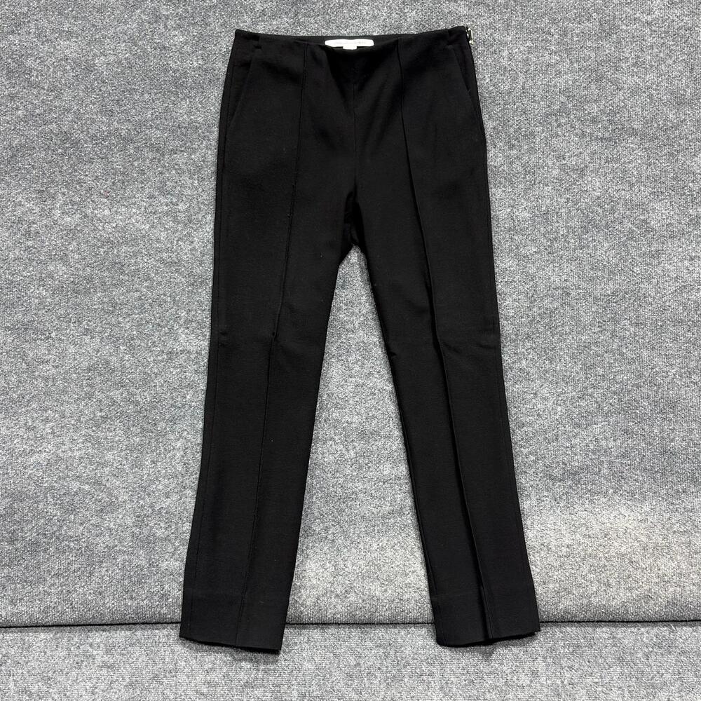 Diane Von Furstenberg Pants Womens 4 Black Ponte Slim Tapered Buckle Work Career